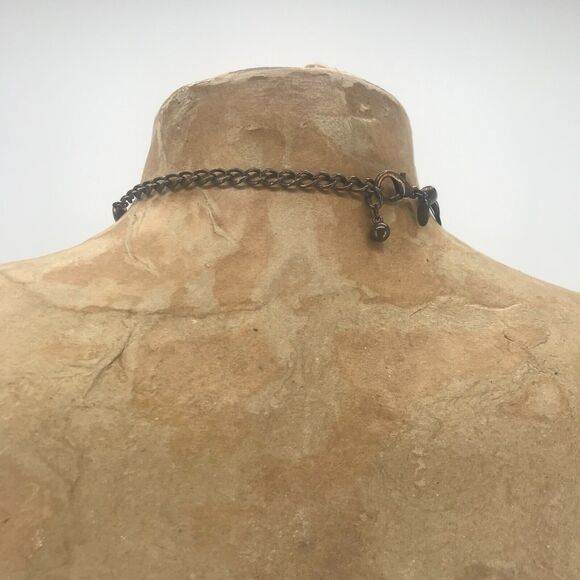 Chicos Necklace Medallion Pendant Necklace Black Bronze 10" Adjustable Clasp - Picture 5 of 8